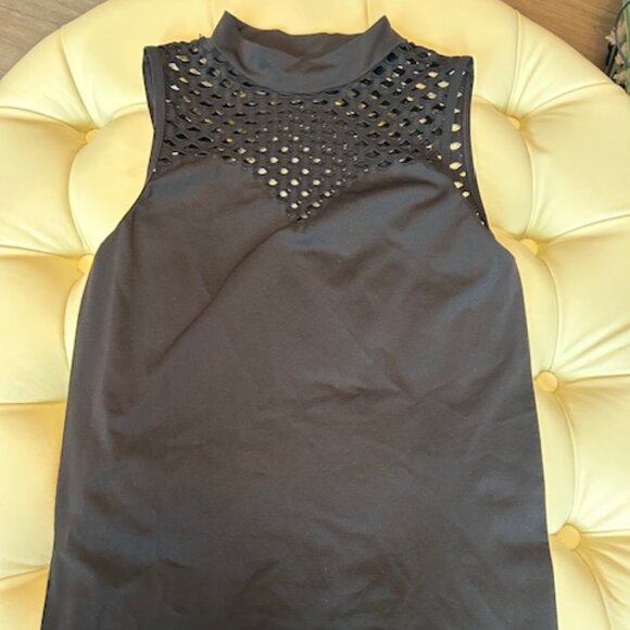 Ladies Black sleeveless top from Venus - mesh cutout design Size Small - Picture 2 of 4